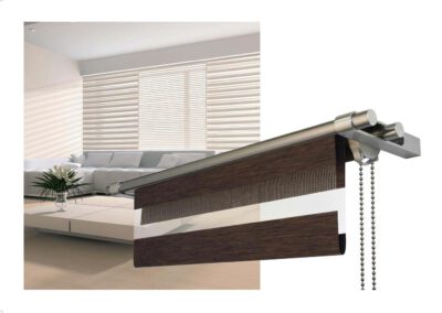 Blackout roller blinds with transparent stripes